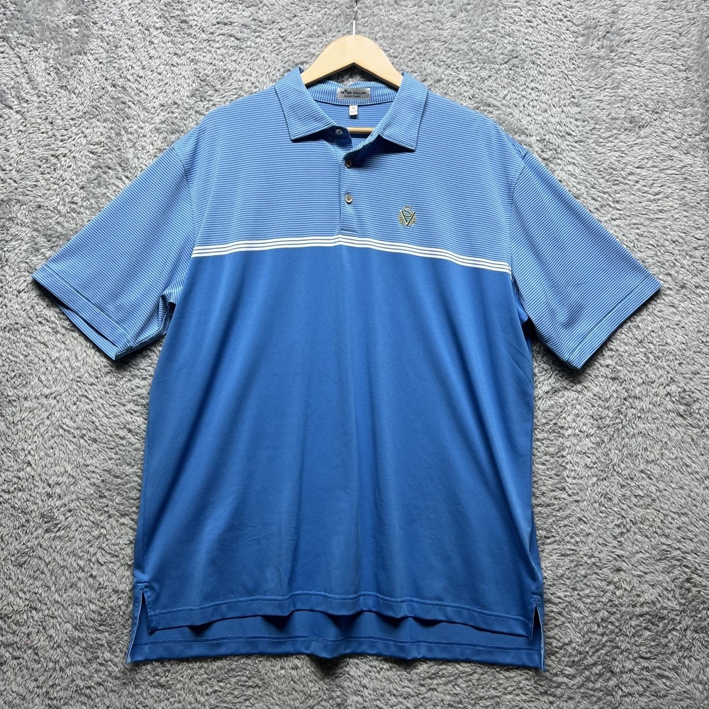 Peter Millar Summer Comfort Golf Polo Shirt Mens XL Blue Performance Sage Valley